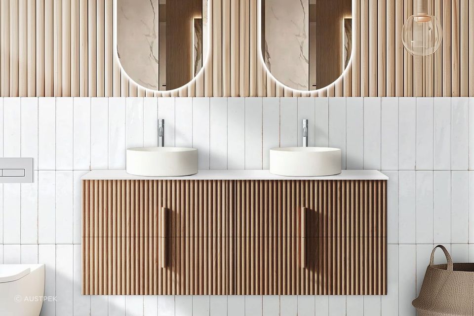 Orio Eden | Double Bowl Vanity | 1490 | Light Walnut By Austpek