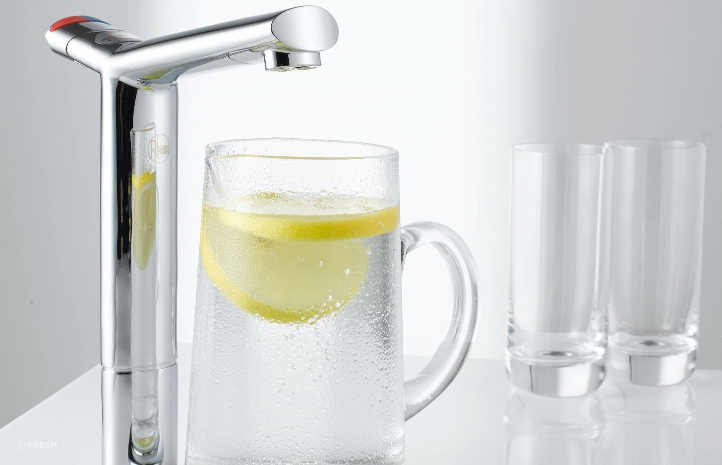 The Rheem On-Tap provides clean filtered water with 5 Micron filter.