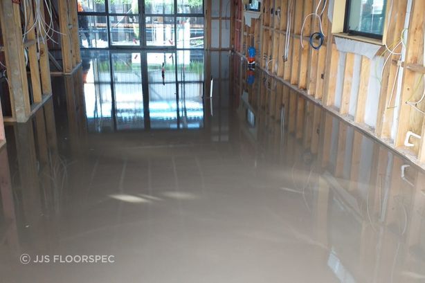 After: Levelling compound has been poured.