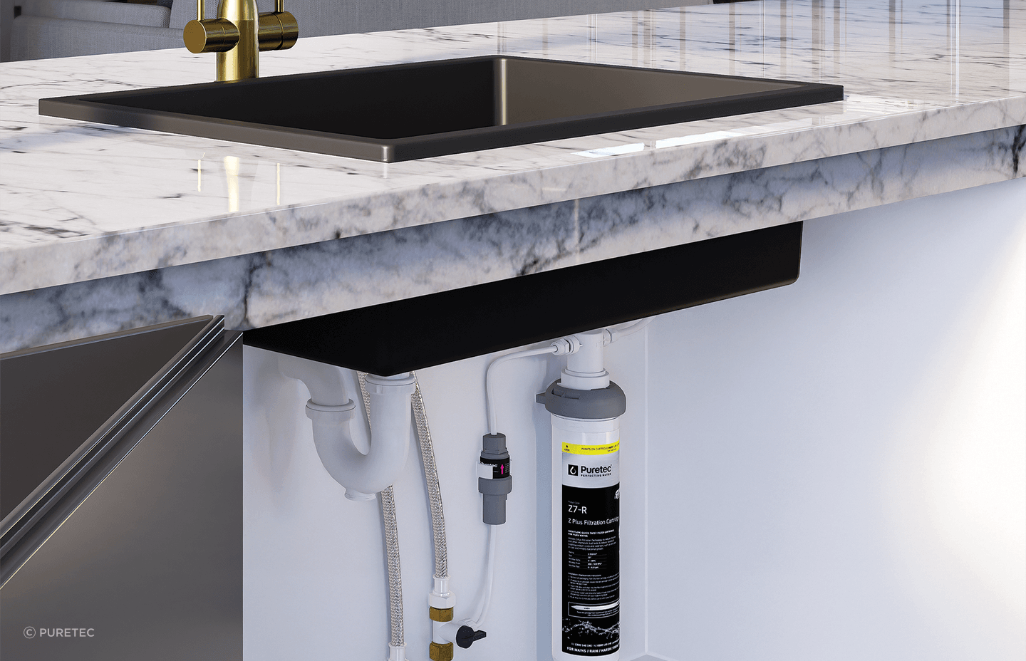 The Puremix-Z7 Undersink Filter removes bad taste, odour, chlorine and other chemicals leaving healthy, great-tasting, safe and pure water.