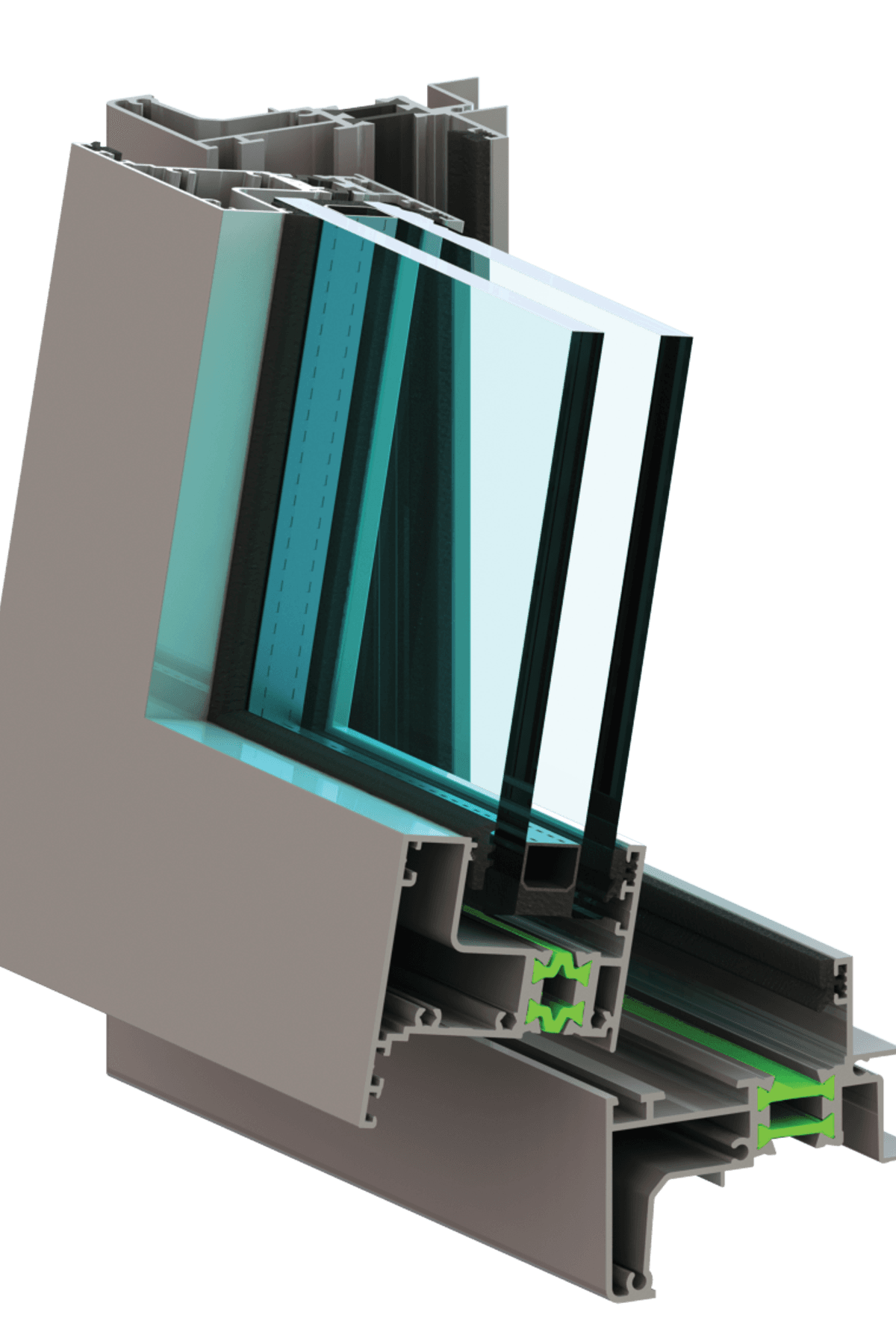 A cross-section of the Pacific52 thermally broken window.