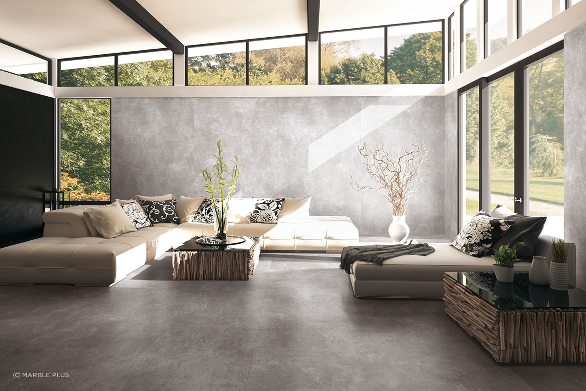 These stunning decorative wall panels offer a unique cladding solution that have a dramatic effect on a space. Featured product: Loft Ash Grey Porcelain Slab