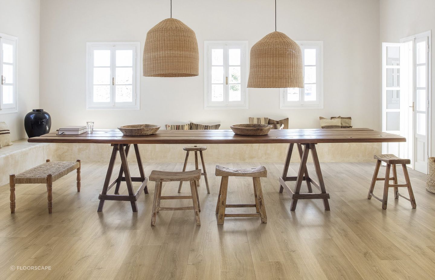 The Quick-step Perspective Nature Brushed Oak Warm Natural laminate floor is fully waterproof making it great for areas prone to spills.