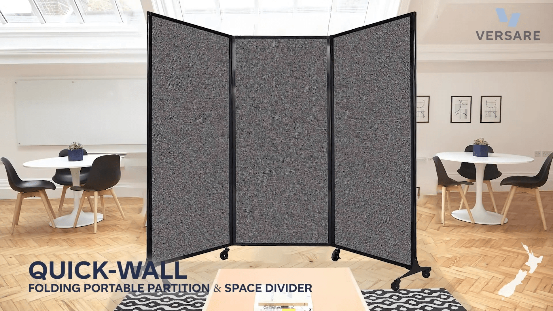 Quick-Wall Folding Portable Partition and Room Dividers by Versare NZ video