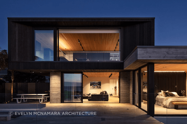 This stunning waterfront home in New Plymouth is expertly designed by Evelyn McNamara Architecture