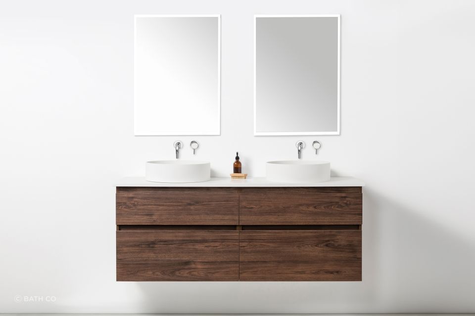 The Soft Solid Surface Wall Hung Vanity by Bath Co is the perfect choice for creating a designer look in your bathroom.
