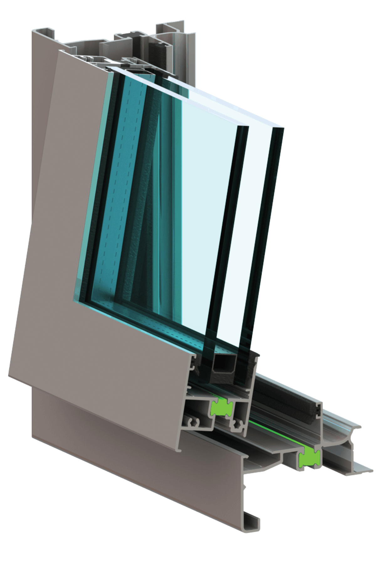 A cross-section of the Southern41 thermally broken window.
