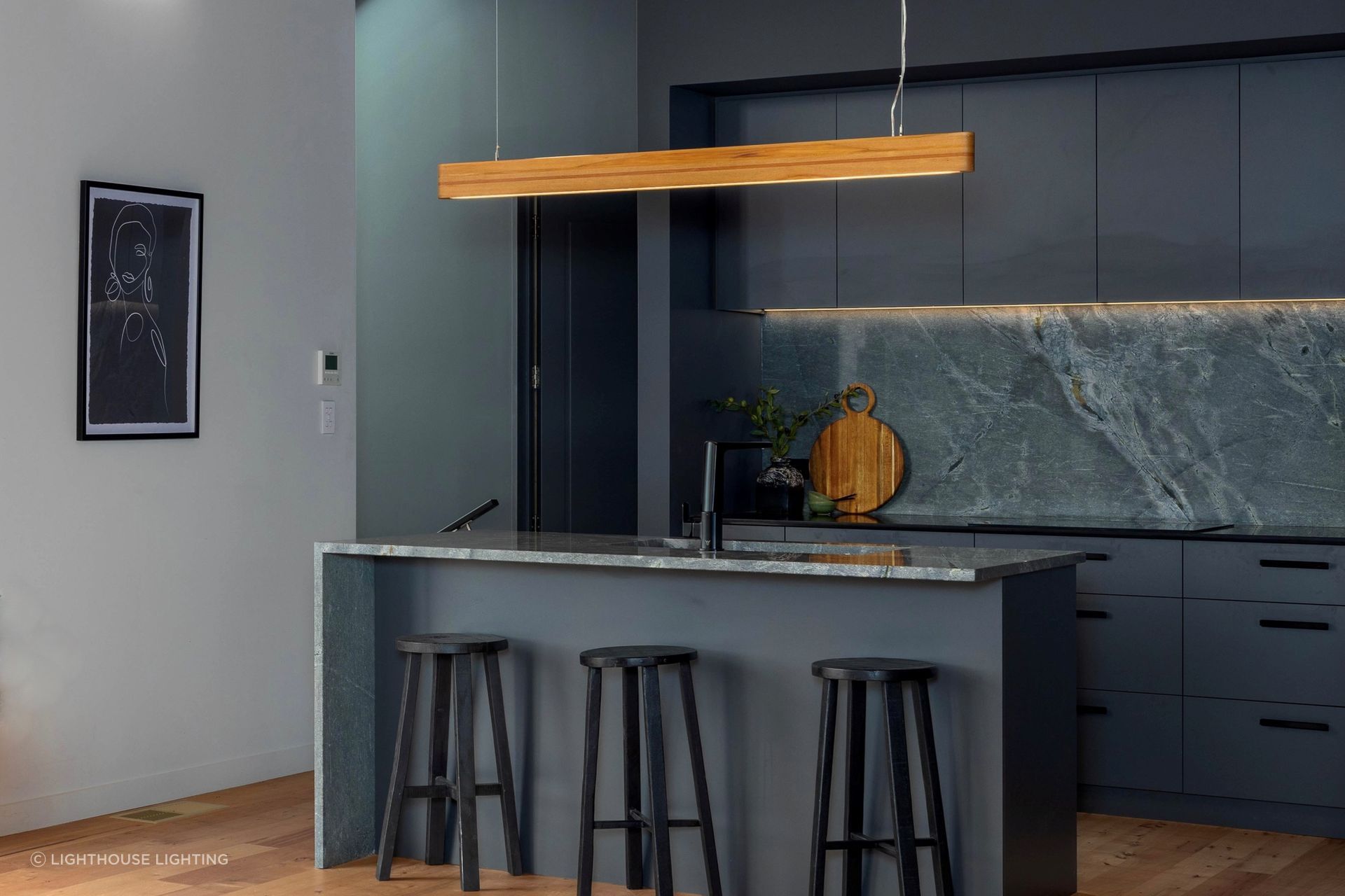 LED linear lights are incredibly versatile as a functional and stylish source of lighting, seen here with the stunning Strata Pendant Light.