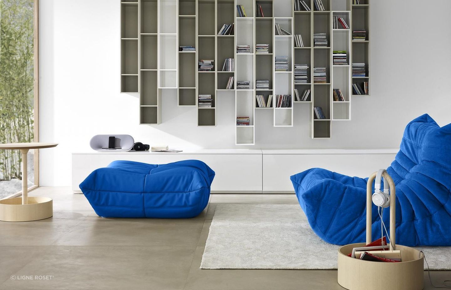 A pop colour and a plush surface, the perfect accent furniture traits showcased with the Togo® Ottoman by Michel Ducaroy.