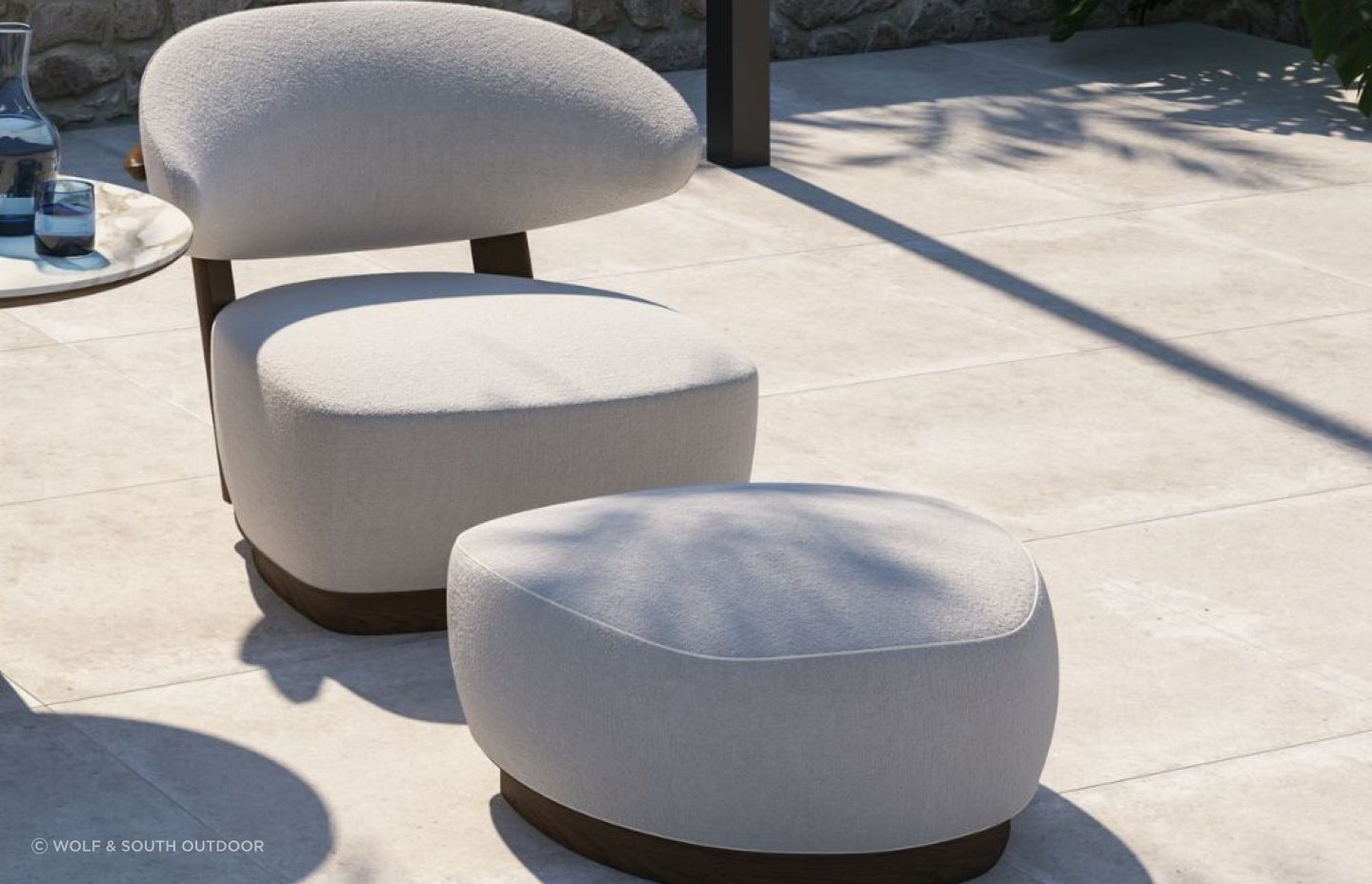 The Tamarindo Footstool by Wolf &amp; South is an integral part of the Tamarindo Collection for seamless aesthetics.