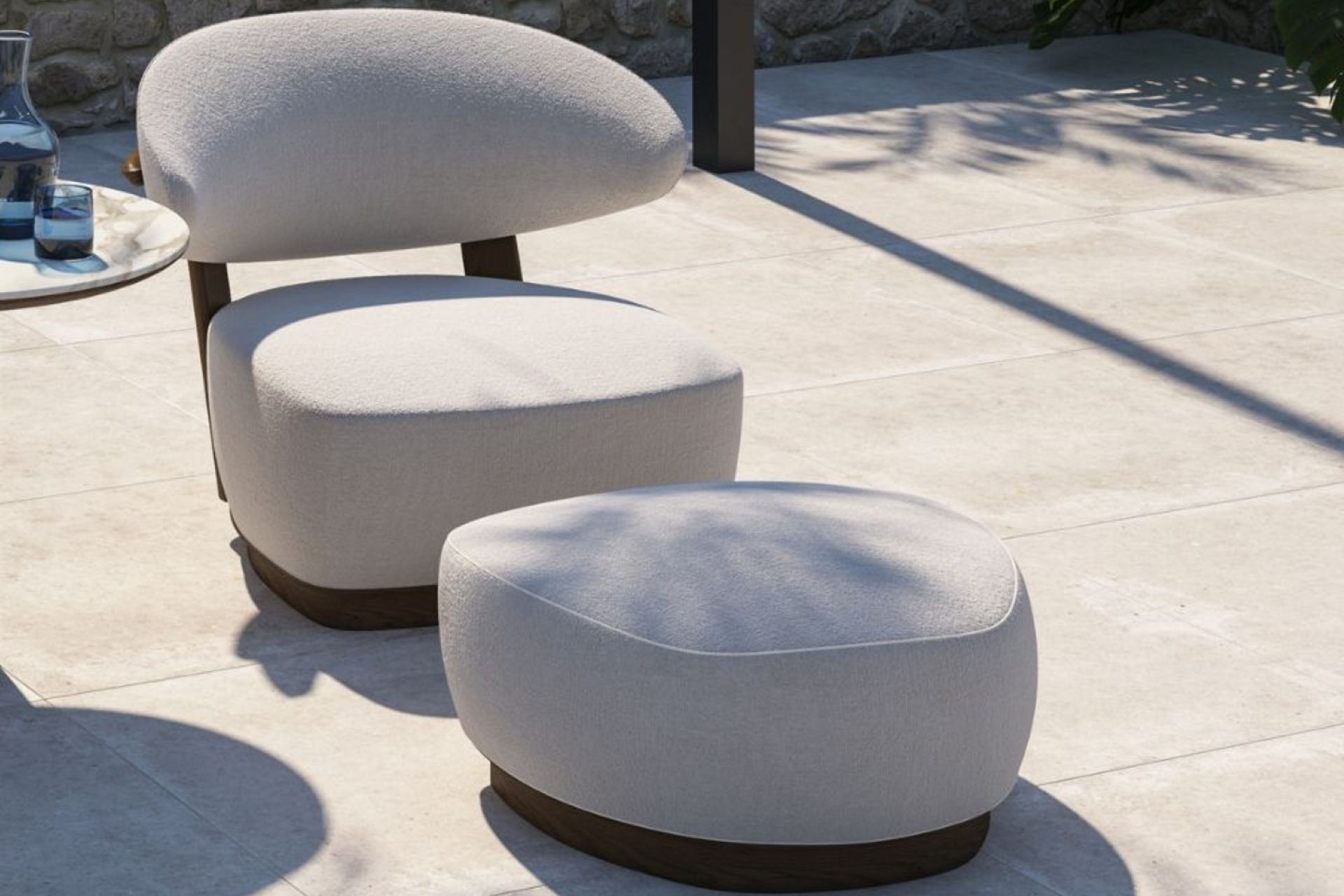 The Tamarindo Footstool by Wolf &amp; South is an integral part of the Tamarindo Collection for seamless aesthetics.