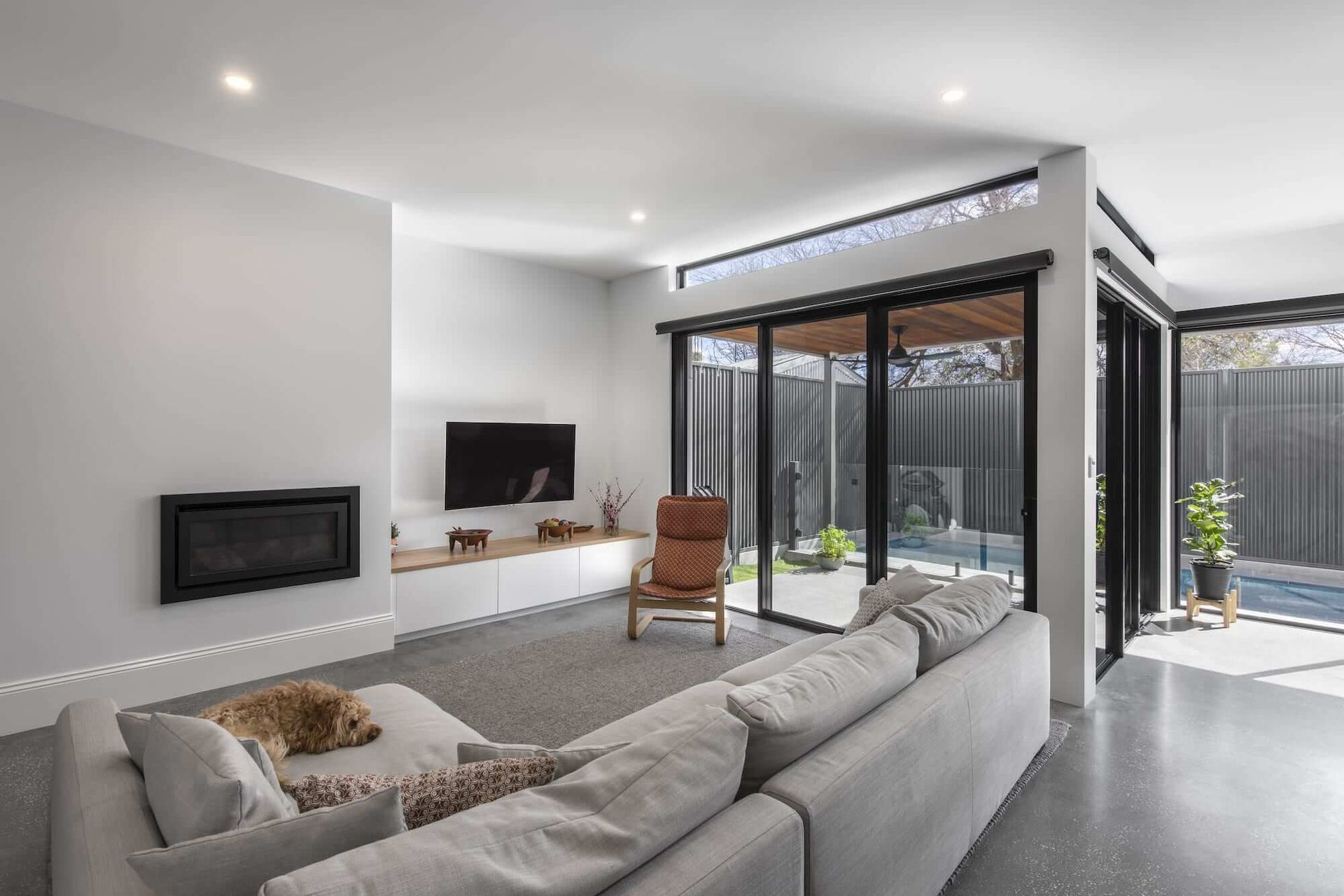 Downlights should be distributed evenly across a ceiling. Featured project: The Cottage by Craig Linke Bespoke Building.