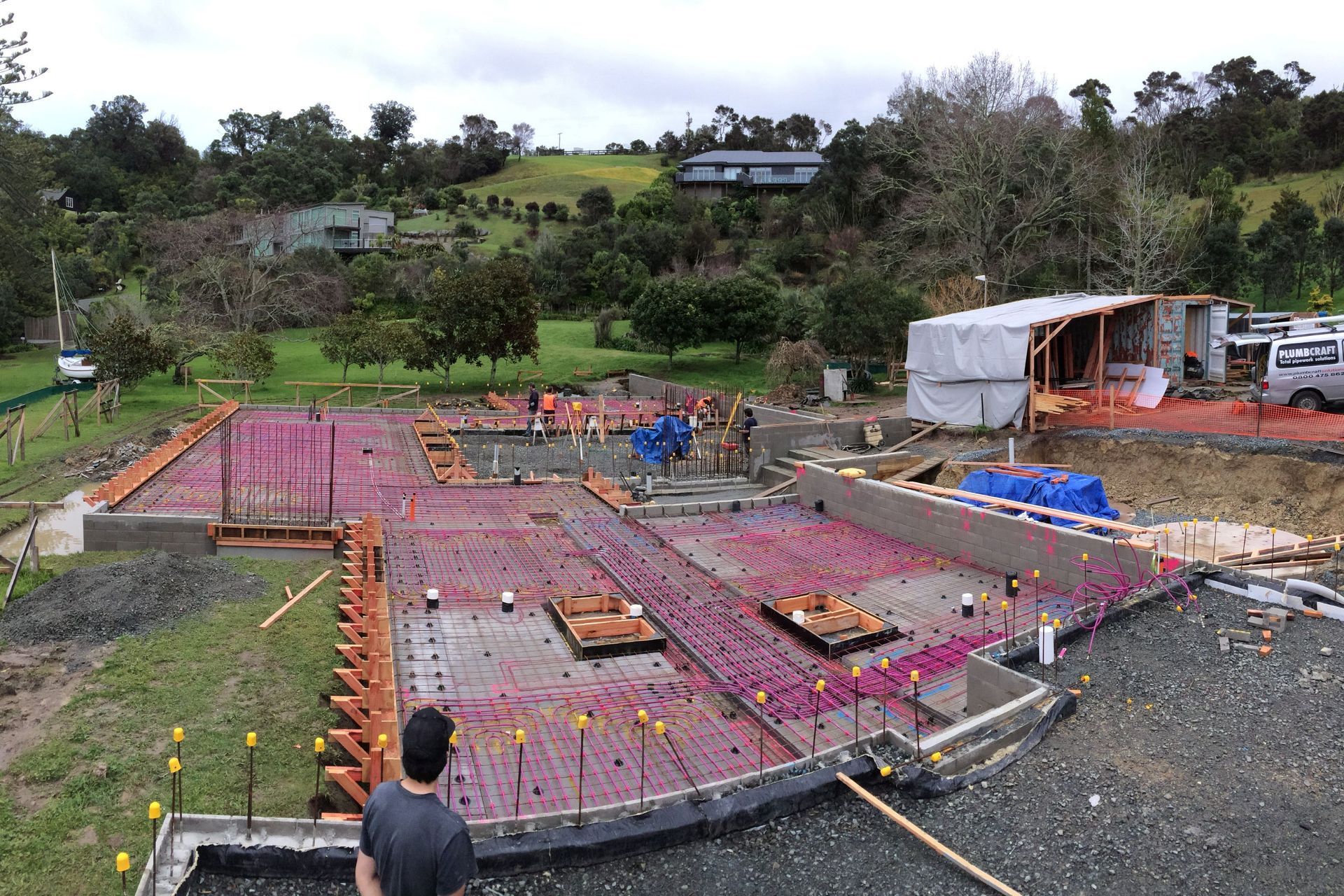 An underfloor heating system being installed in a Mahurangi residential project by Warm NZ.