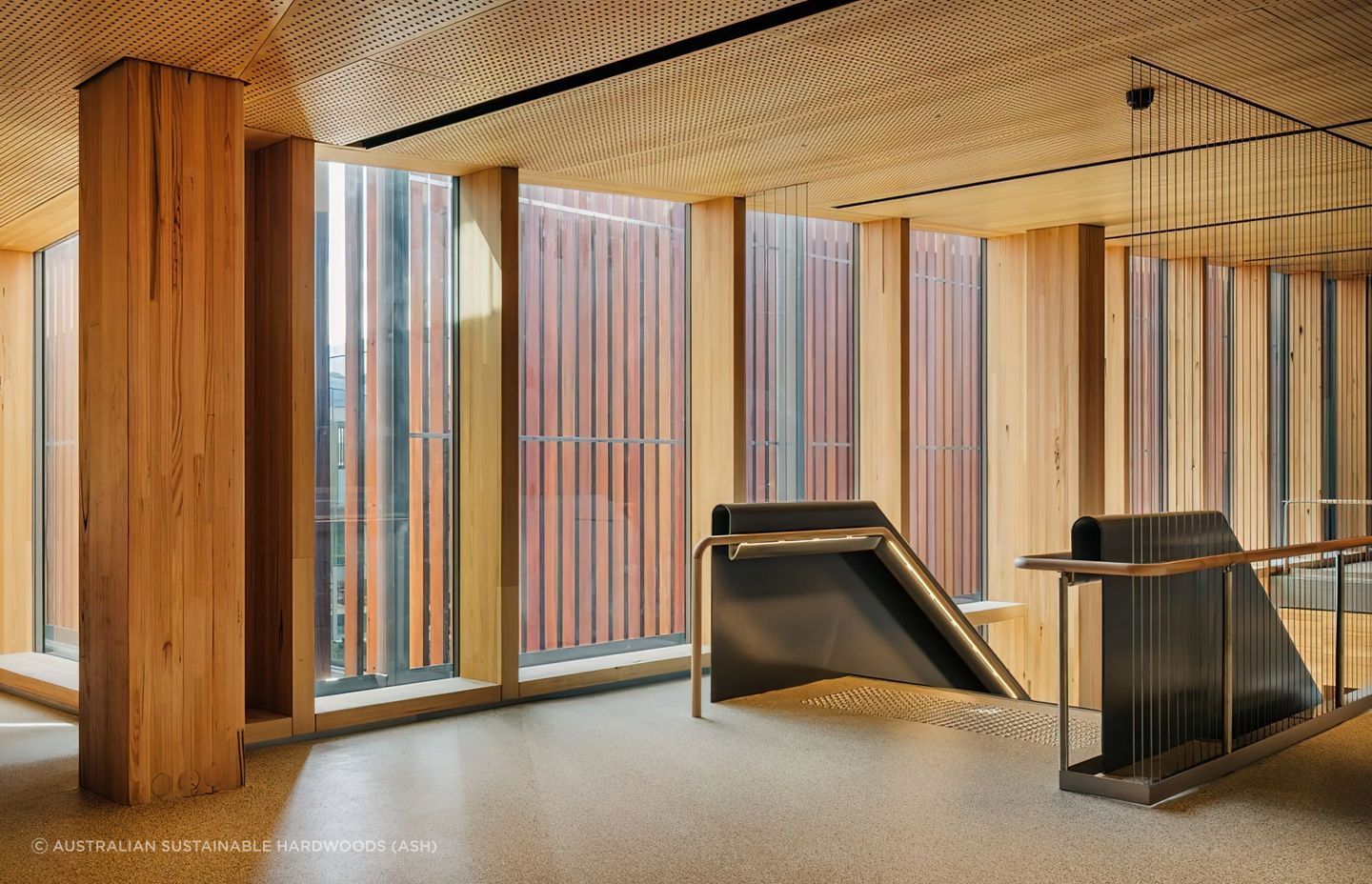 450×450 MASSLAM columns in the University of Tasmania Burnie Campus.