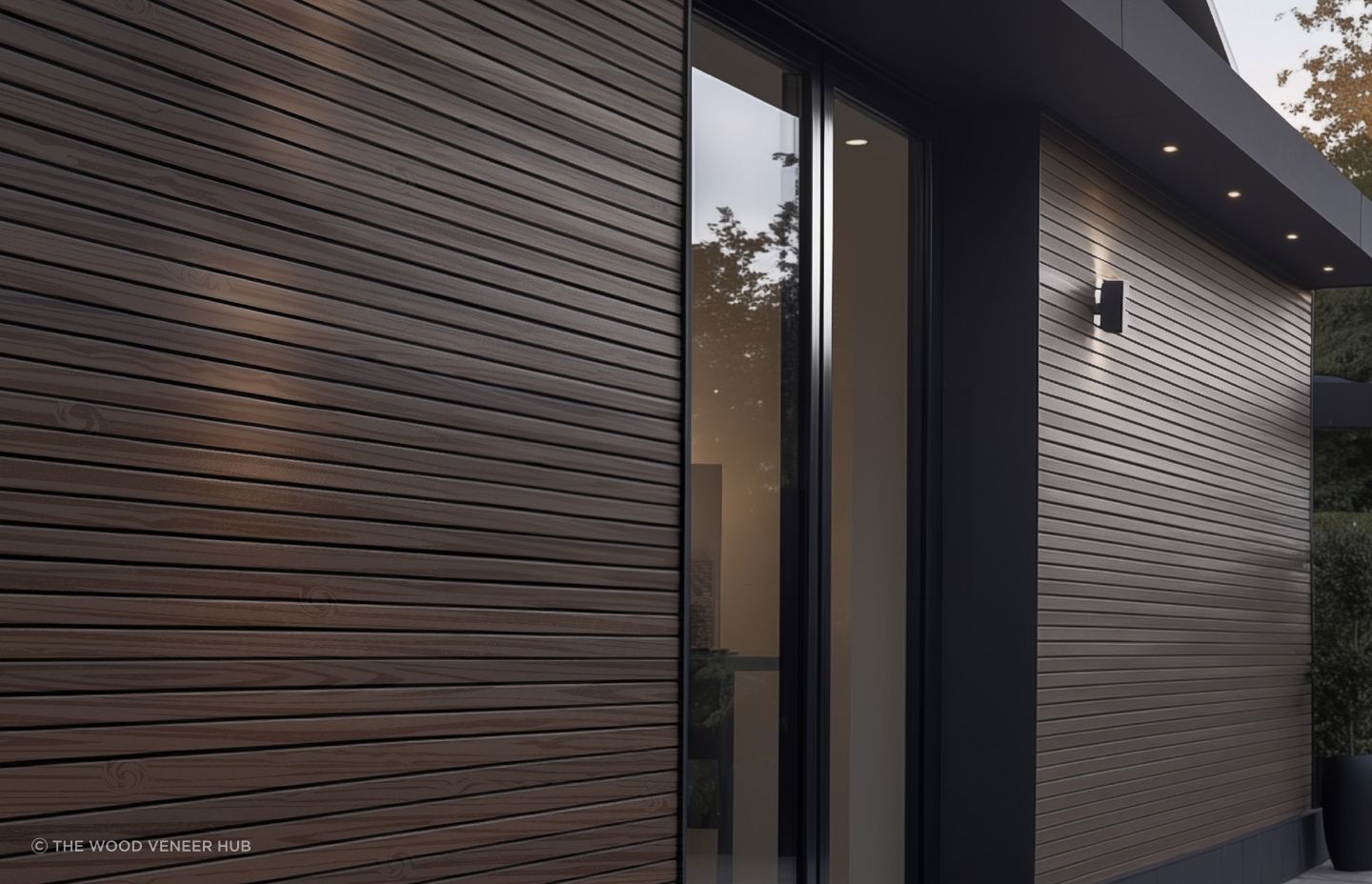 Acupanel® Walnut Exterior Composite Slat Wall Panel Cladding is robust and striking.