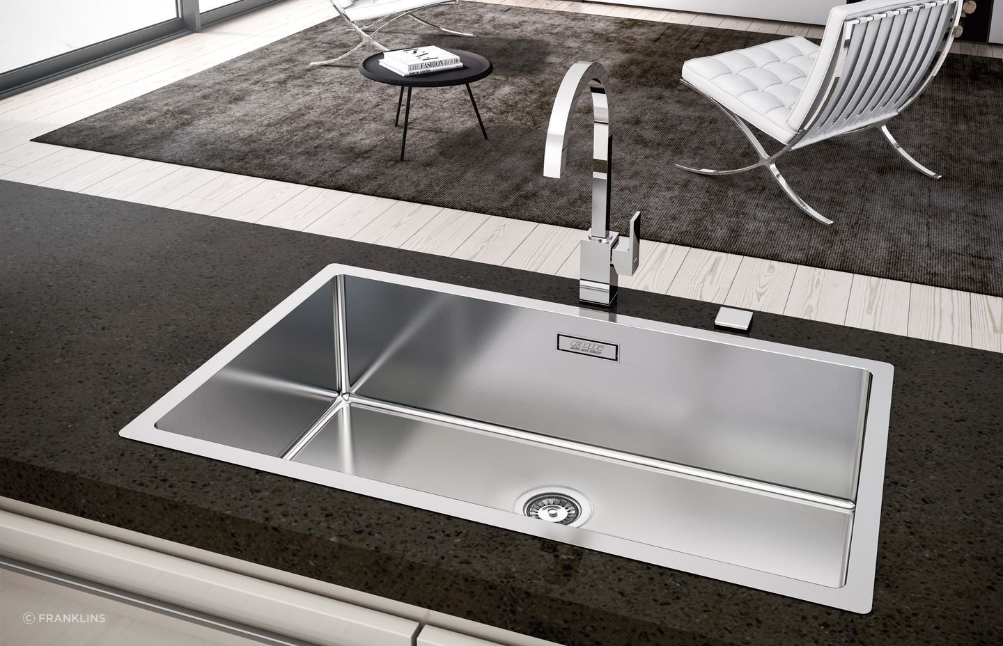 RODI BOX LUX sink features an overmount design for simple installation and stylish results.