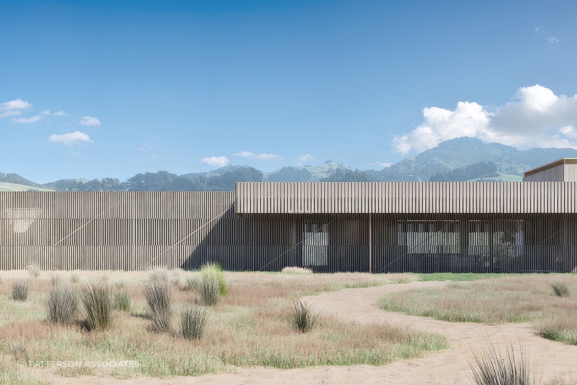 Presented on day one, the concept render established the essential form, rhythm and relationship to the dune, giving the project a clear idea to protect through every later decision.