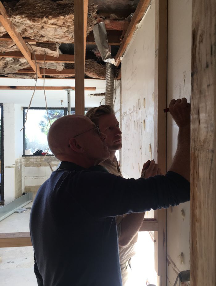 James Reid sketching out ideas on site.