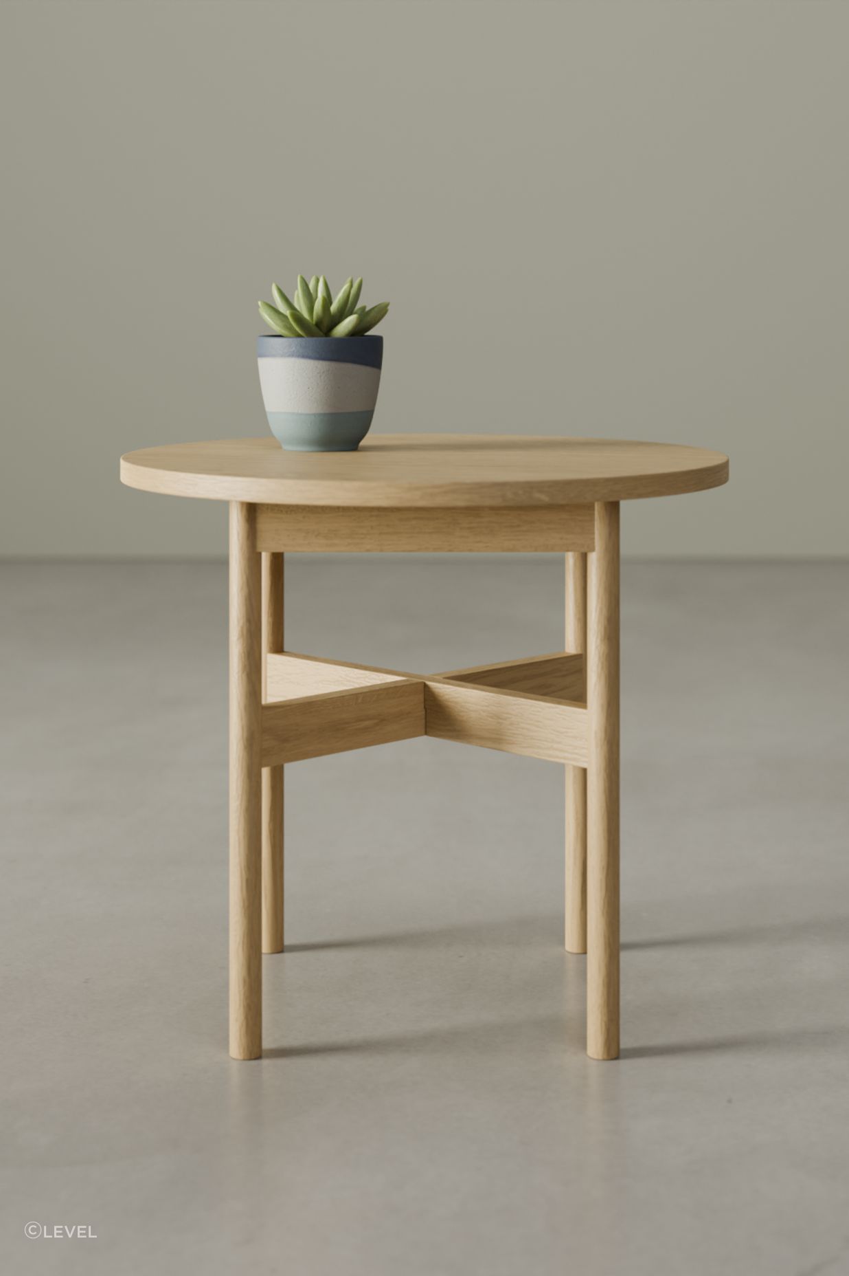 Nordica Side Table - Round Solid Oak 50 diam
by LEVEL