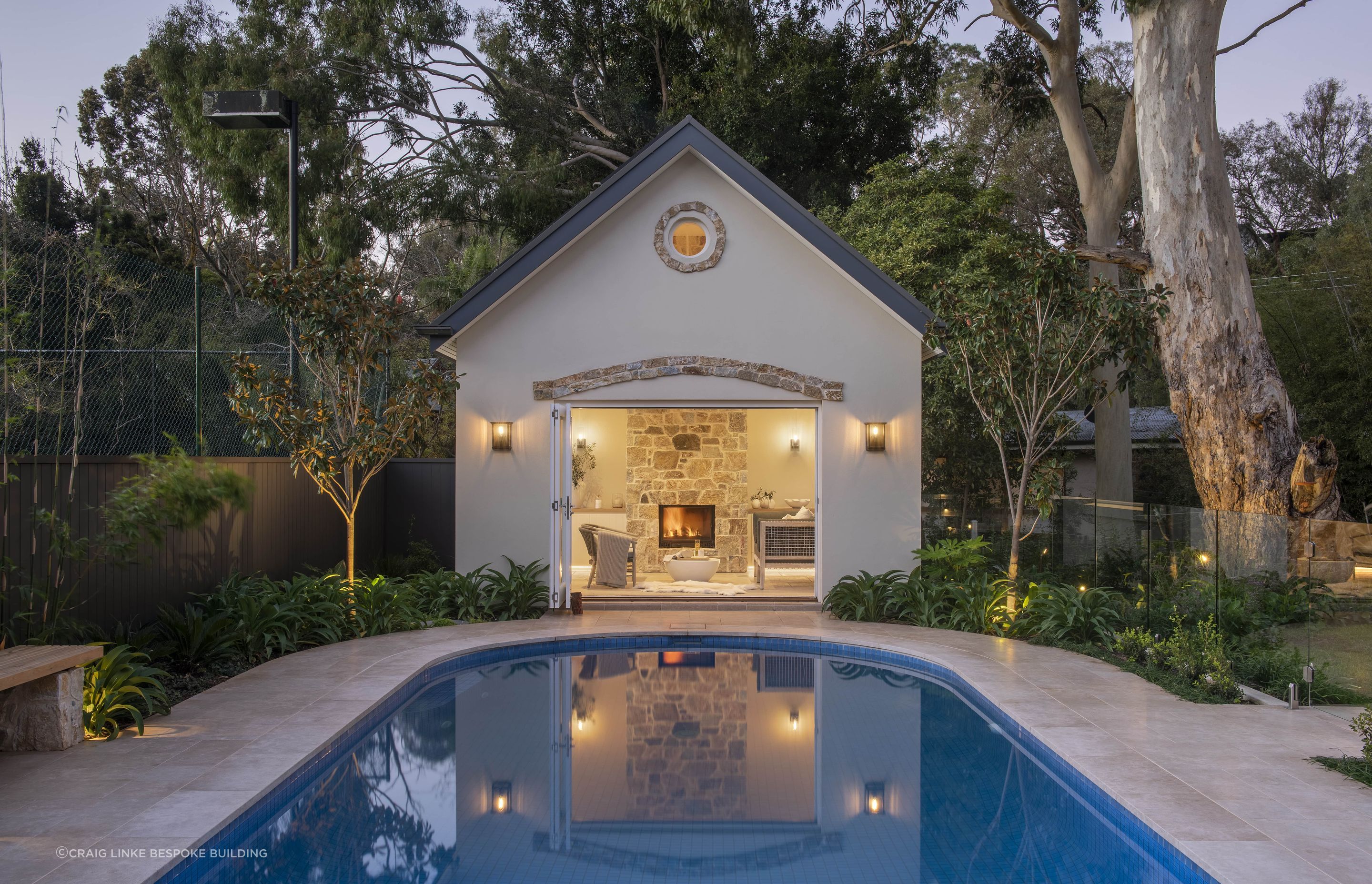 This outstanding Pavilion features strategically placed LED lighting that gives the entire pool area a special atmosphere. Featured project: The Pool Pavilion - Craig Linke Bespoke Building