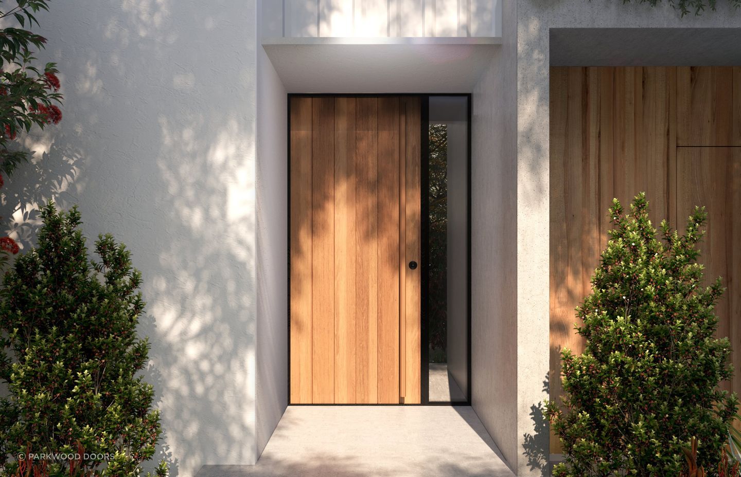 Exterior and interior doors are similar in size.