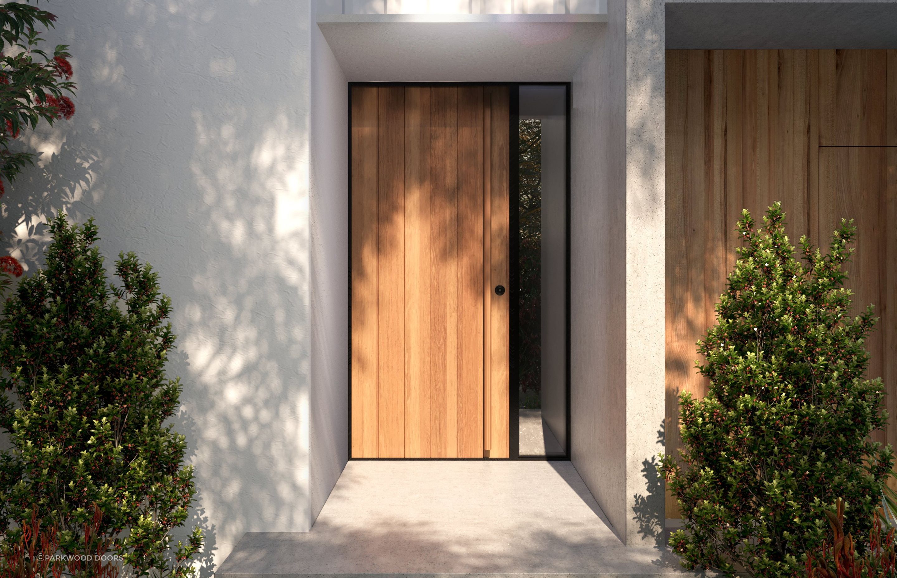 Exterior and interior doors are similar in size.