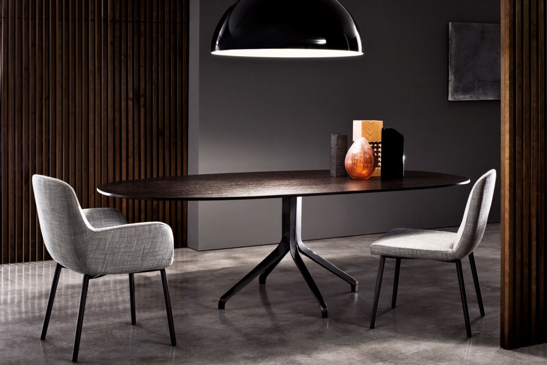 A room's function is just one of the factors to consider when choosing the right light temperature, demonstrated here with the exquisite Sonora Pendant by Oluce.