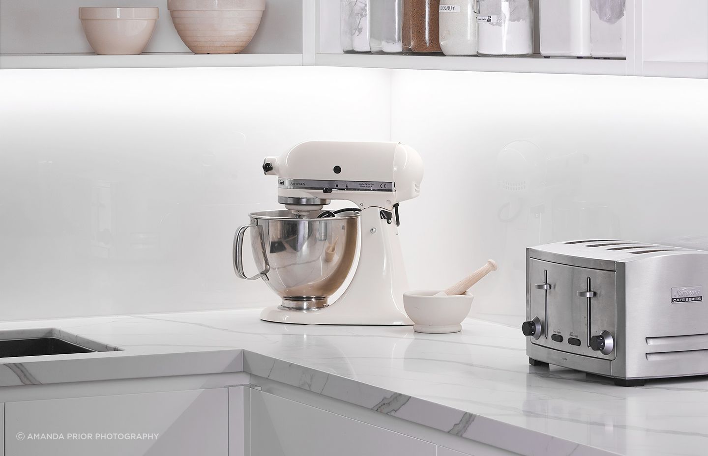 A premium Stand Mixer takes pride of place in this Frenchs Forrest Project kitchen by Calloray Kitchen Centre. | Photography: Amanda Prior