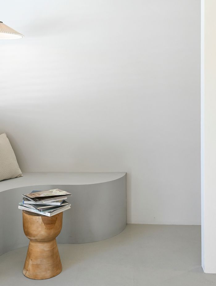 The clean and seamless look of microcement is well-suited to contemporary-style settings. | Featured product: Microsilk Microcement Thasos White