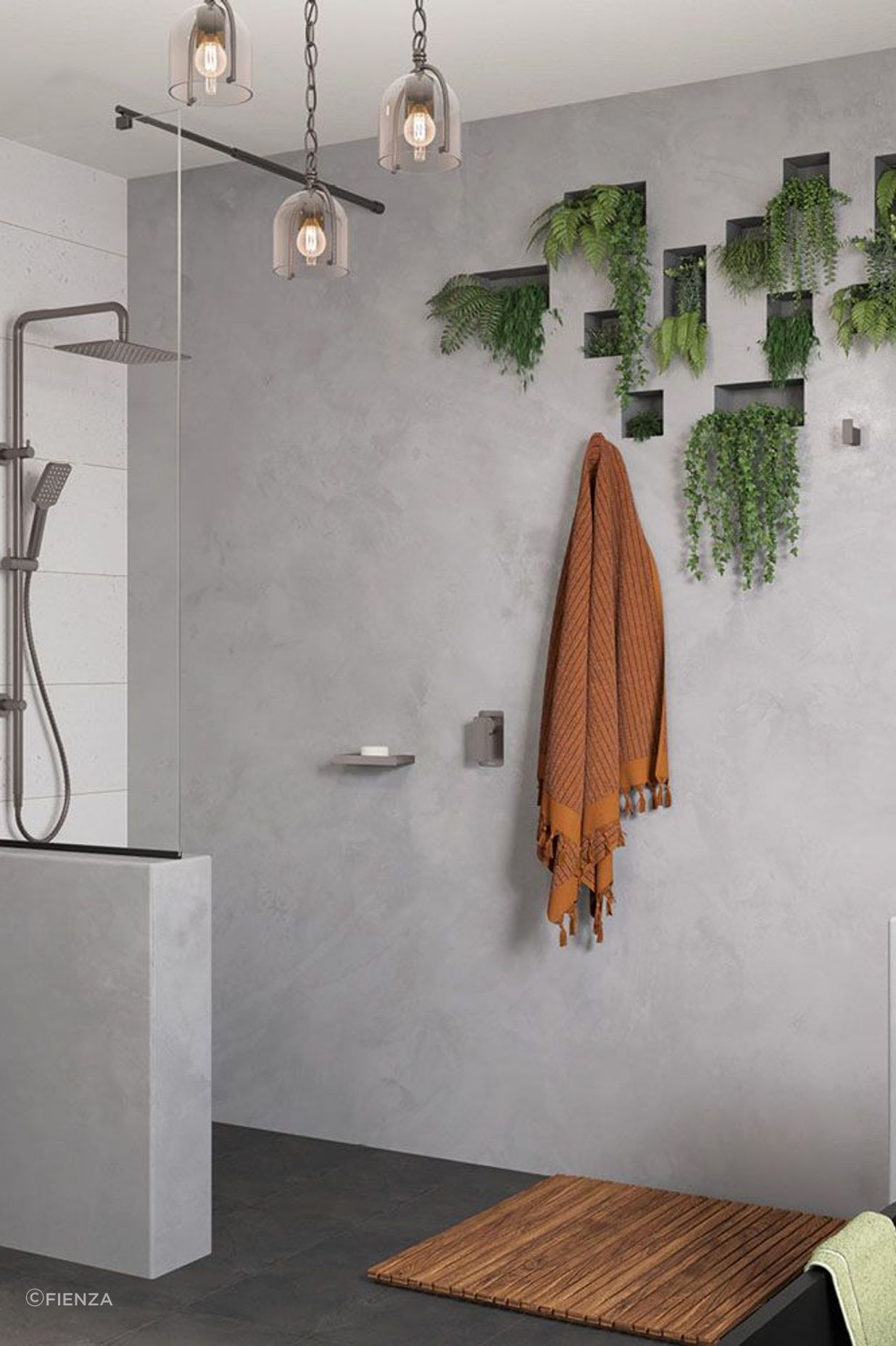 Shower spaces can be brought to life with a touch of greenery. Featured Product: Tono Twin Showers by Fienza