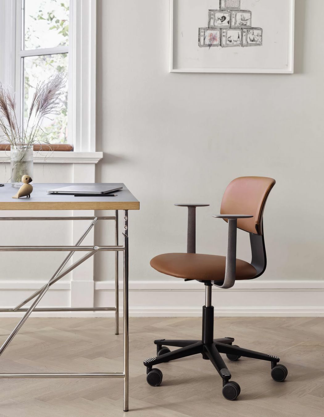 Featured: HÅG Tion 2160 in Tumbled/Black, with textile Cognac 33004 by Elmosoft