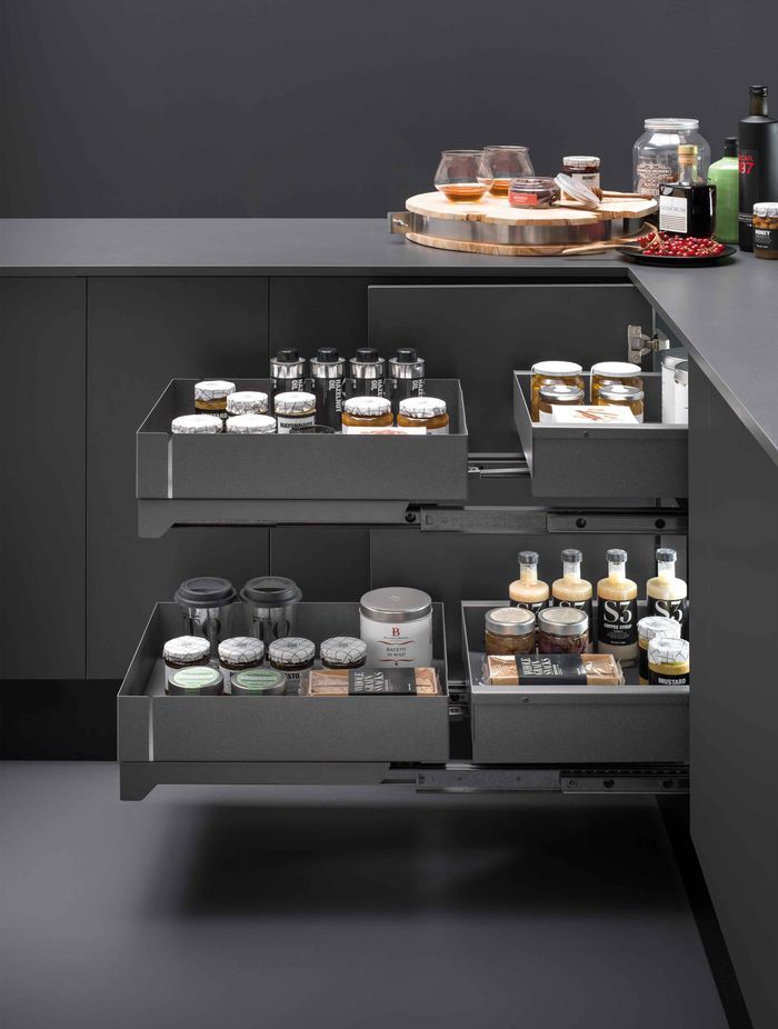Optimising corner storage is one of the best ways to create an efficient kitchen, especially in small spaces.