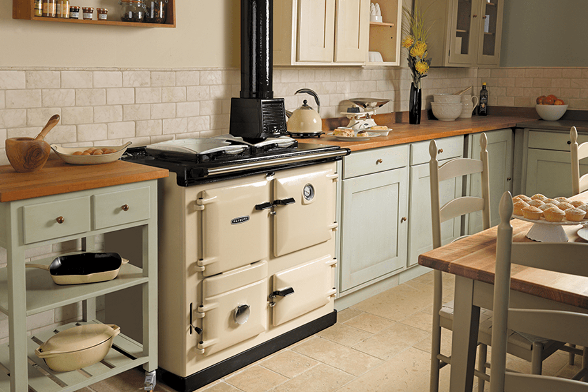 The wood- or solid fuel-powered Rayburn oven provides peerless cooking performance with the added convenience of domestic hot water and/or central heating when connected to radiators via a wetback system.
