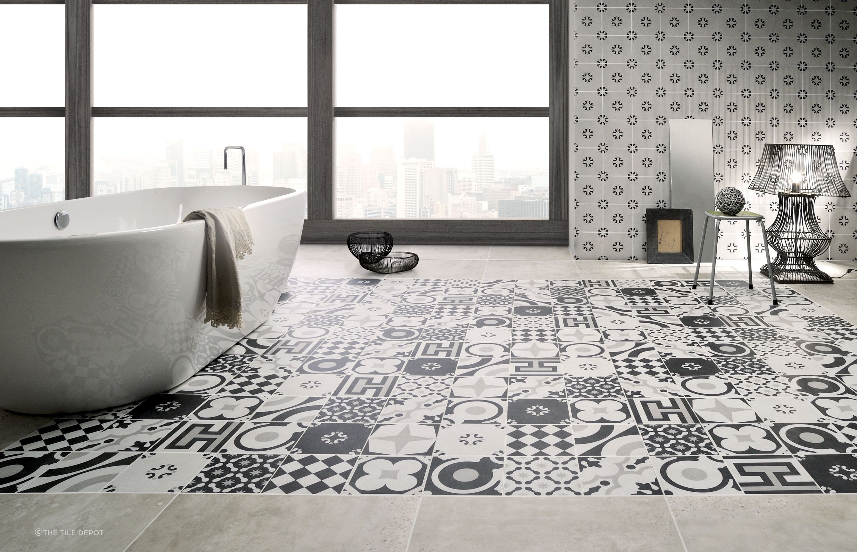 These encaustic tiles combine old-world charm with contemporary monochrome design