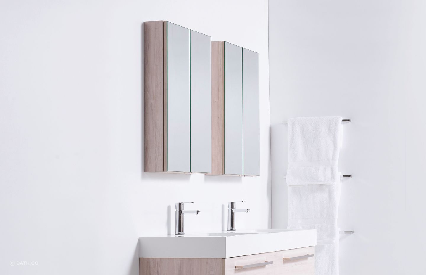 Bathroom Mirror Cabinets are a functional, multipurpose solution, practical for any bathroom size. Image Credit: Bath Co