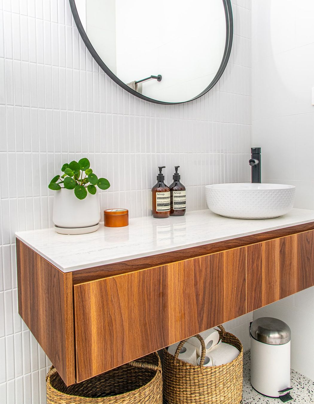 A floating vanity in a bathroom renovation in Turramurra