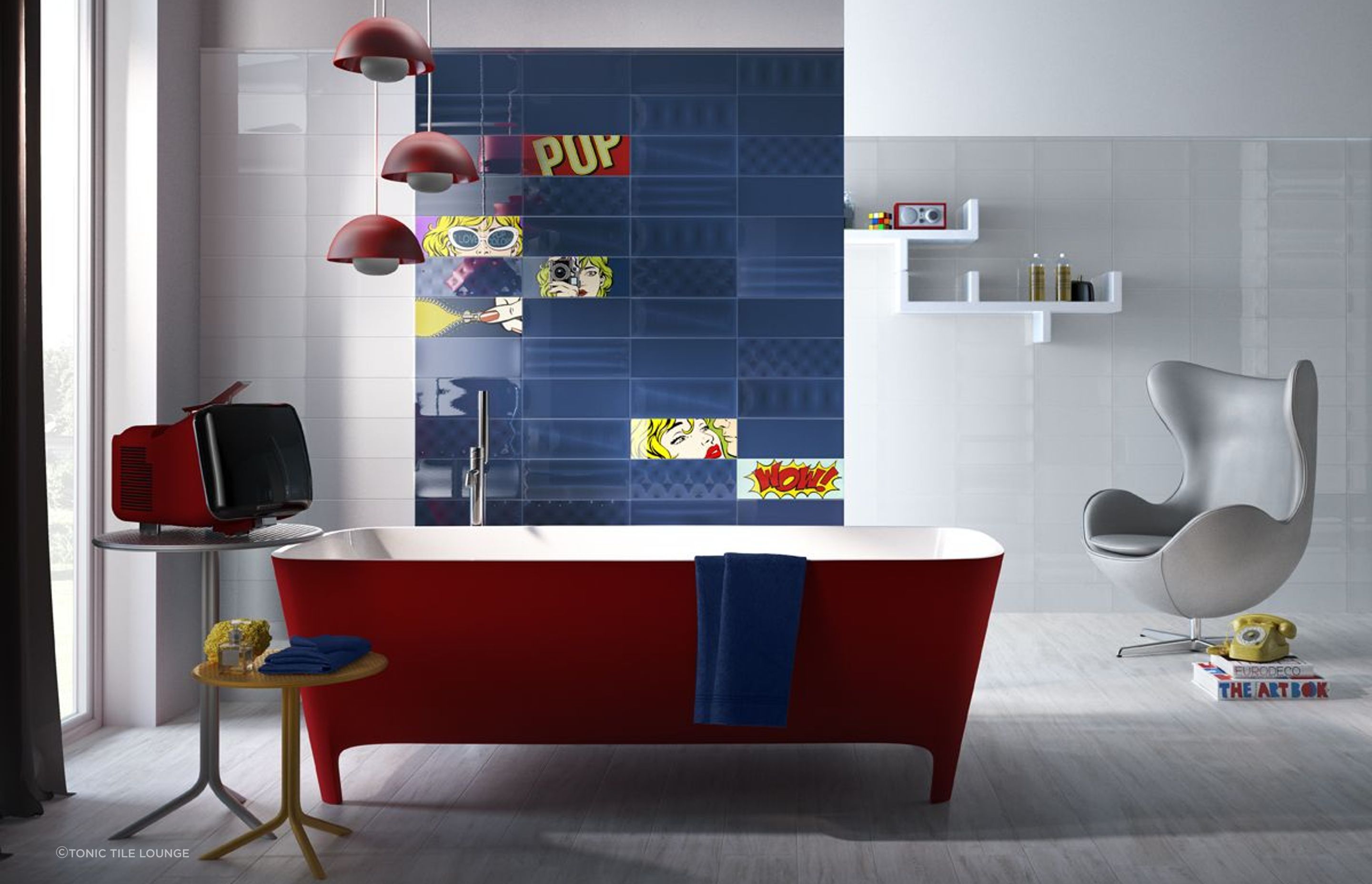 Playful and stylish Pop Tiles By Imola shows what you can do with a feature wall of tiles