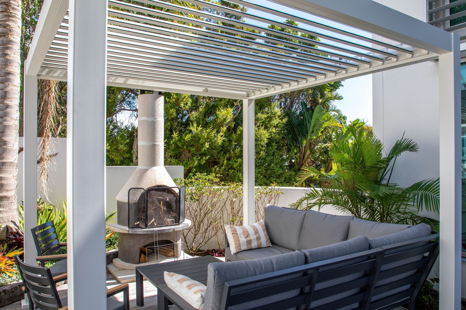 Modern pergola kits are designed for easy installation. | Featured product: Baltic Manual Freestanding Louvre Roof Aluminium Pergola