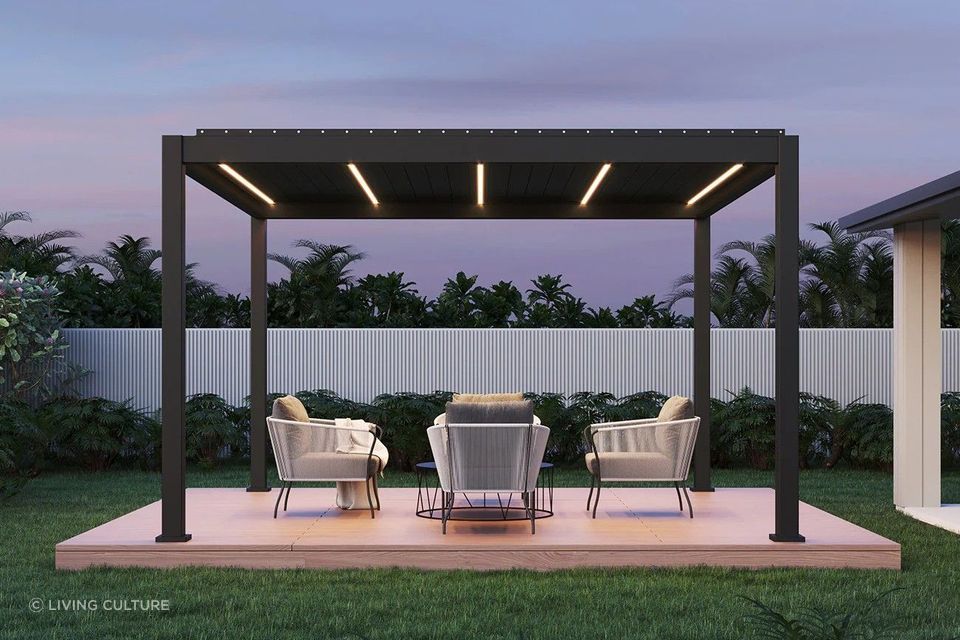 High-quality materials and robust construction are vital for a safe and secure pergola. | Featured product: Caribbean Motorised Wall Mounted Louvre Roof Aluminium Pergola