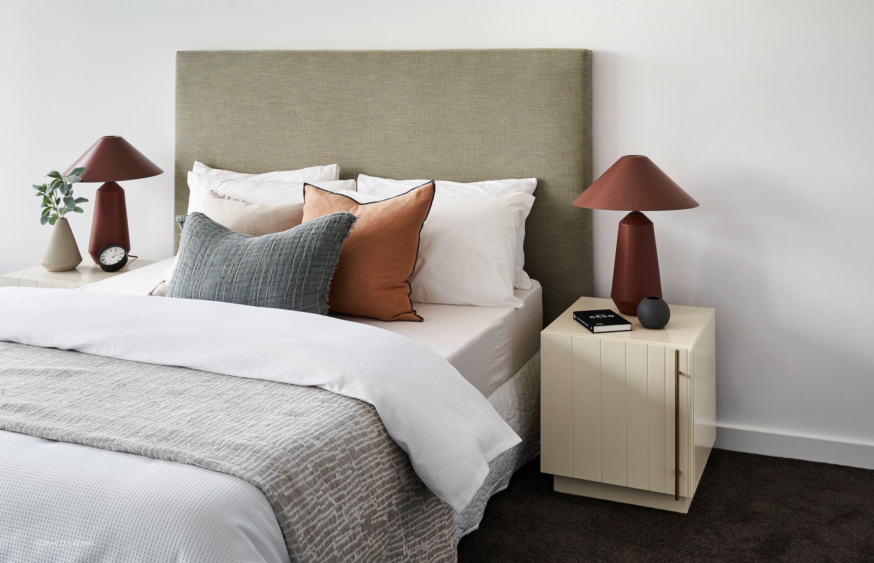 MDF bedside tables, such as this Gus Elora Side Table, are understated in their design, and their light appearance offers a nice colour contrast to other bedroom furniture pieces.