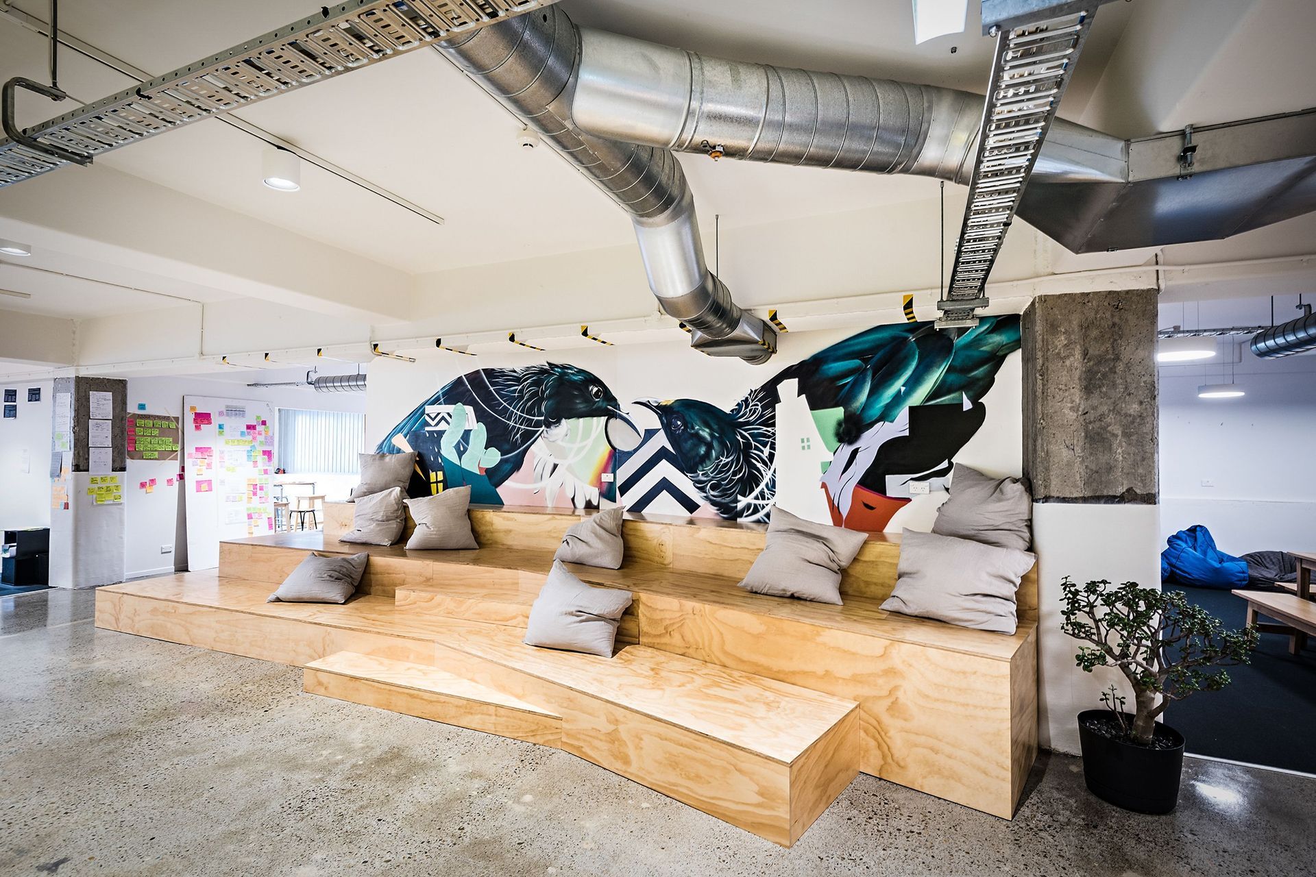 A custom street art mural in Empathy Studio by Holmes Architecture.