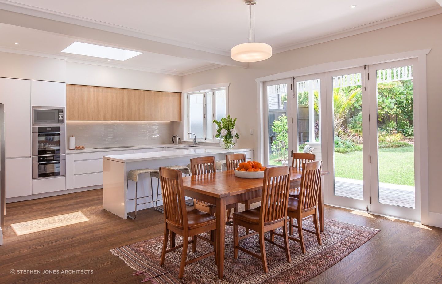 Open-plan living areas are a common feature of modern bungalows in New Zealand.