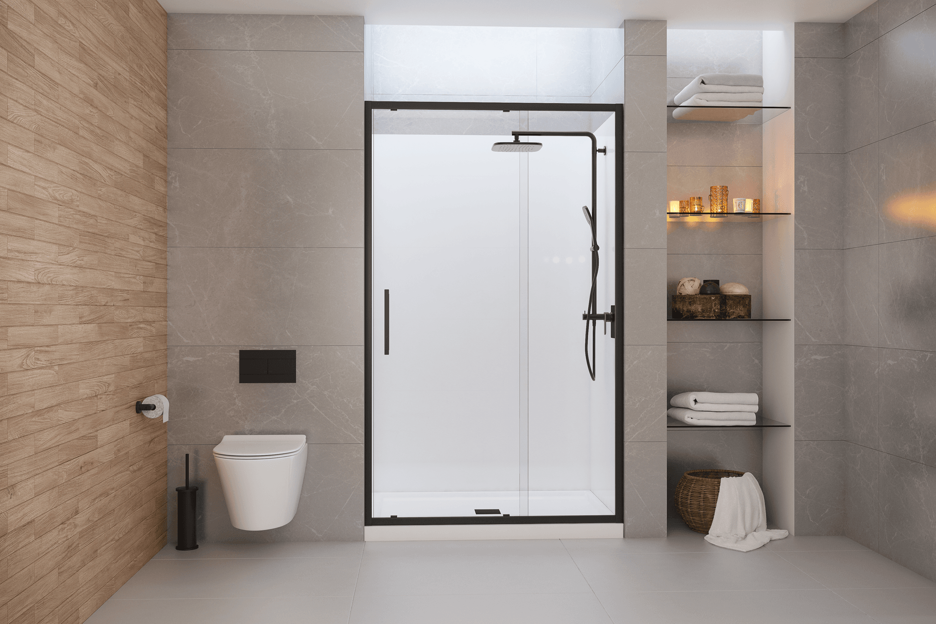 The Evolve Over Height Shower Enclosure with premium fittings for a luxurious showering experience