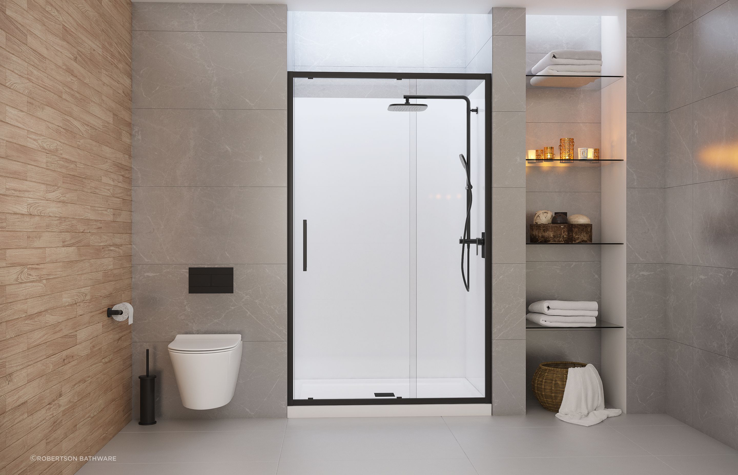 The Evolve Over Height Shower Enclosure with premium fittings for a luxurious showering experience