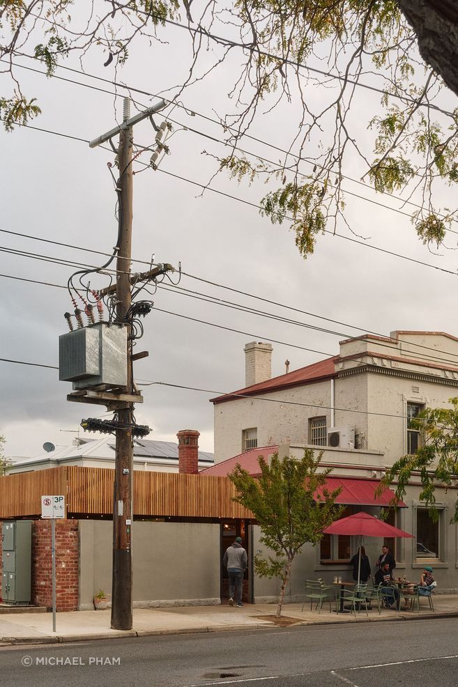 The exterior remains untouched, save the courtyard addition.
