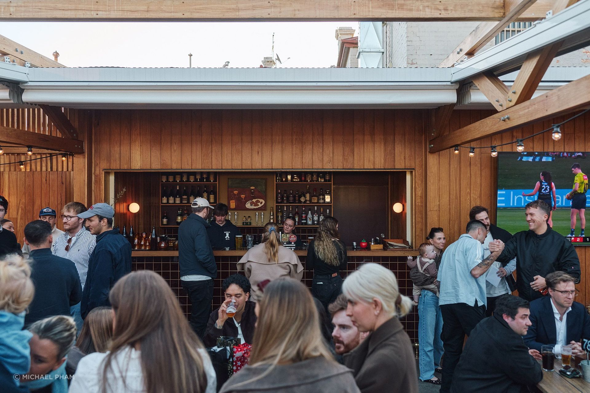 The lively courtyard at Mona Castle brings everyone together.