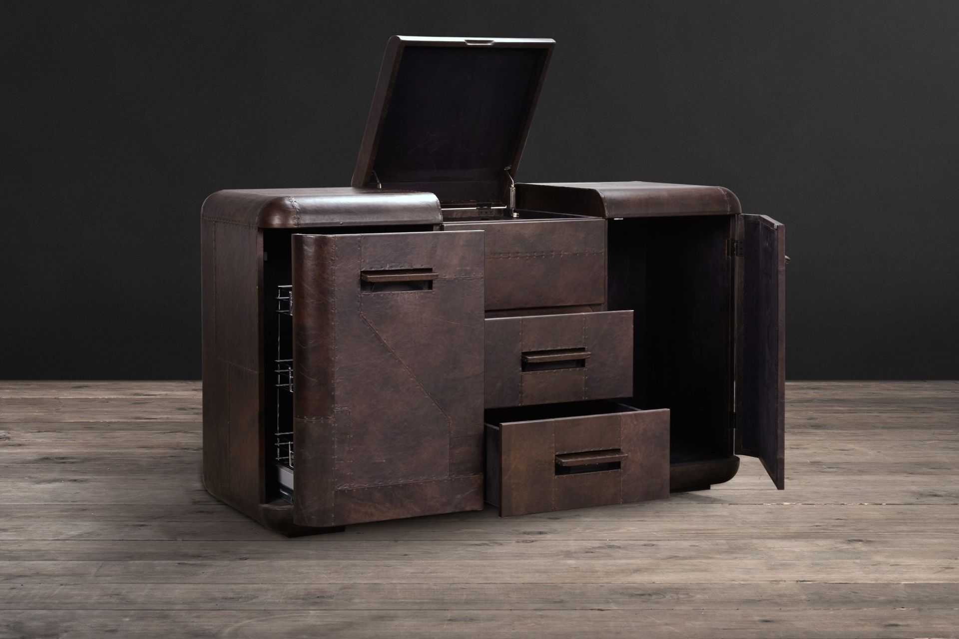 The Fury leather finish is just one of the stand-out features of the Hudson Sideboard by Timothy Oulton.