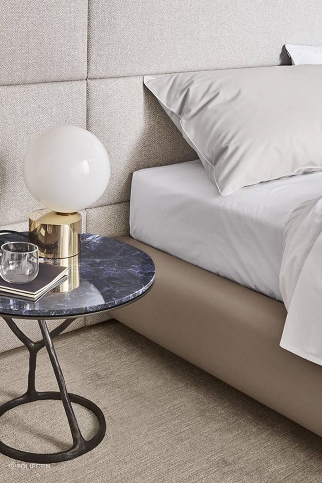 Exuding elegance, marble-topped bedside tables, like this Ilda Coffee Table, can be a standout piece in any bedroom.