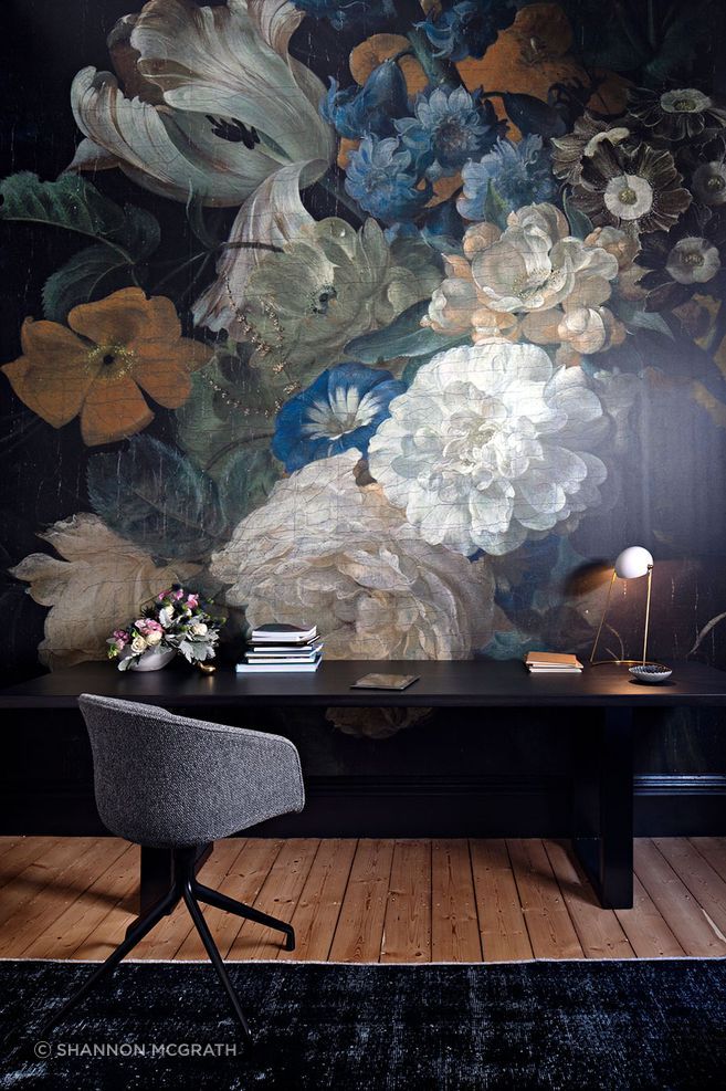 In Victoria Gardens house, Clemenger dances effortlessly from a full wall painted somewhat like a Dutch Masters still life...