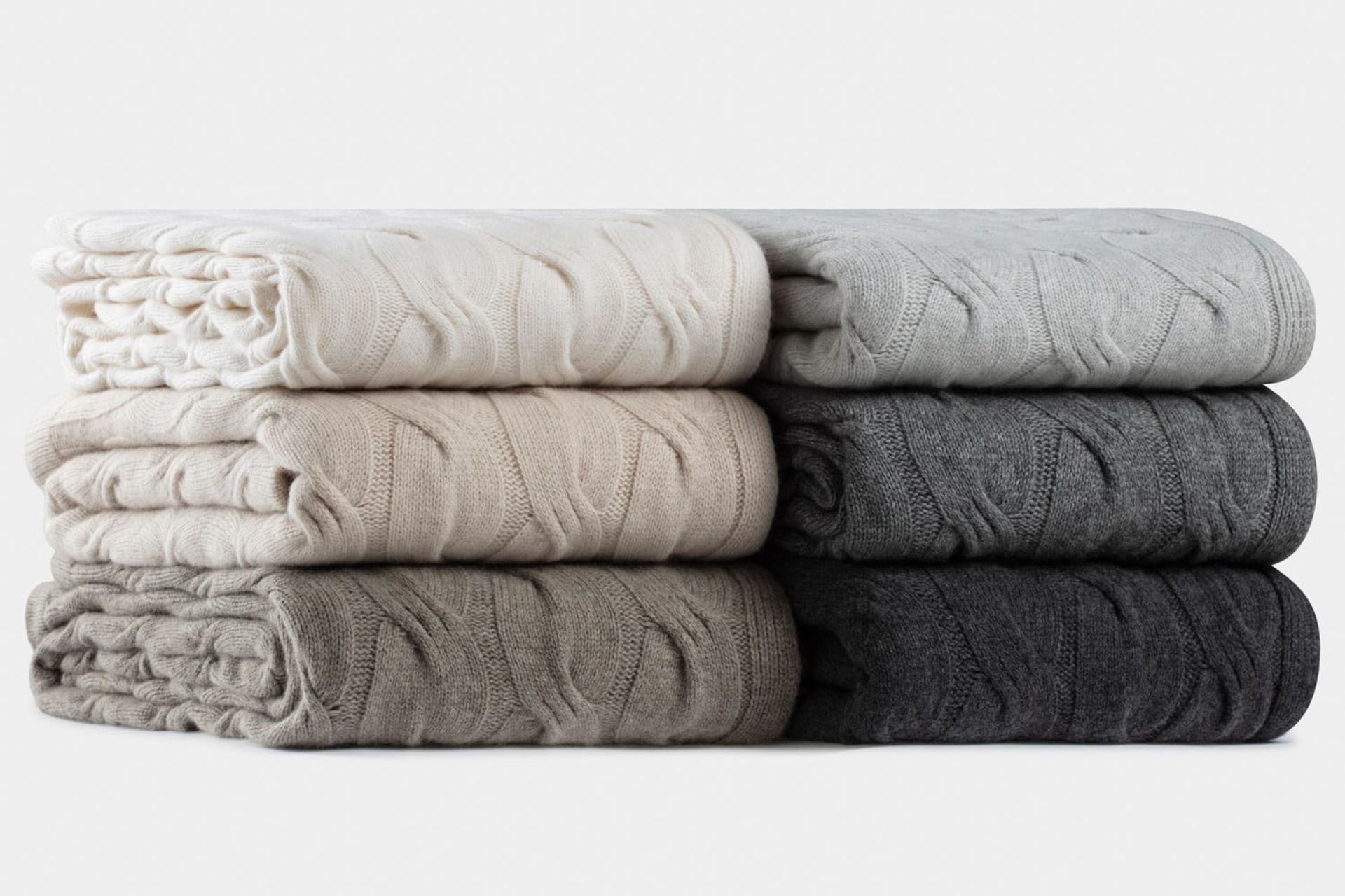 Pure Italian cashmere throw in a chunky cable knit by Bemboka